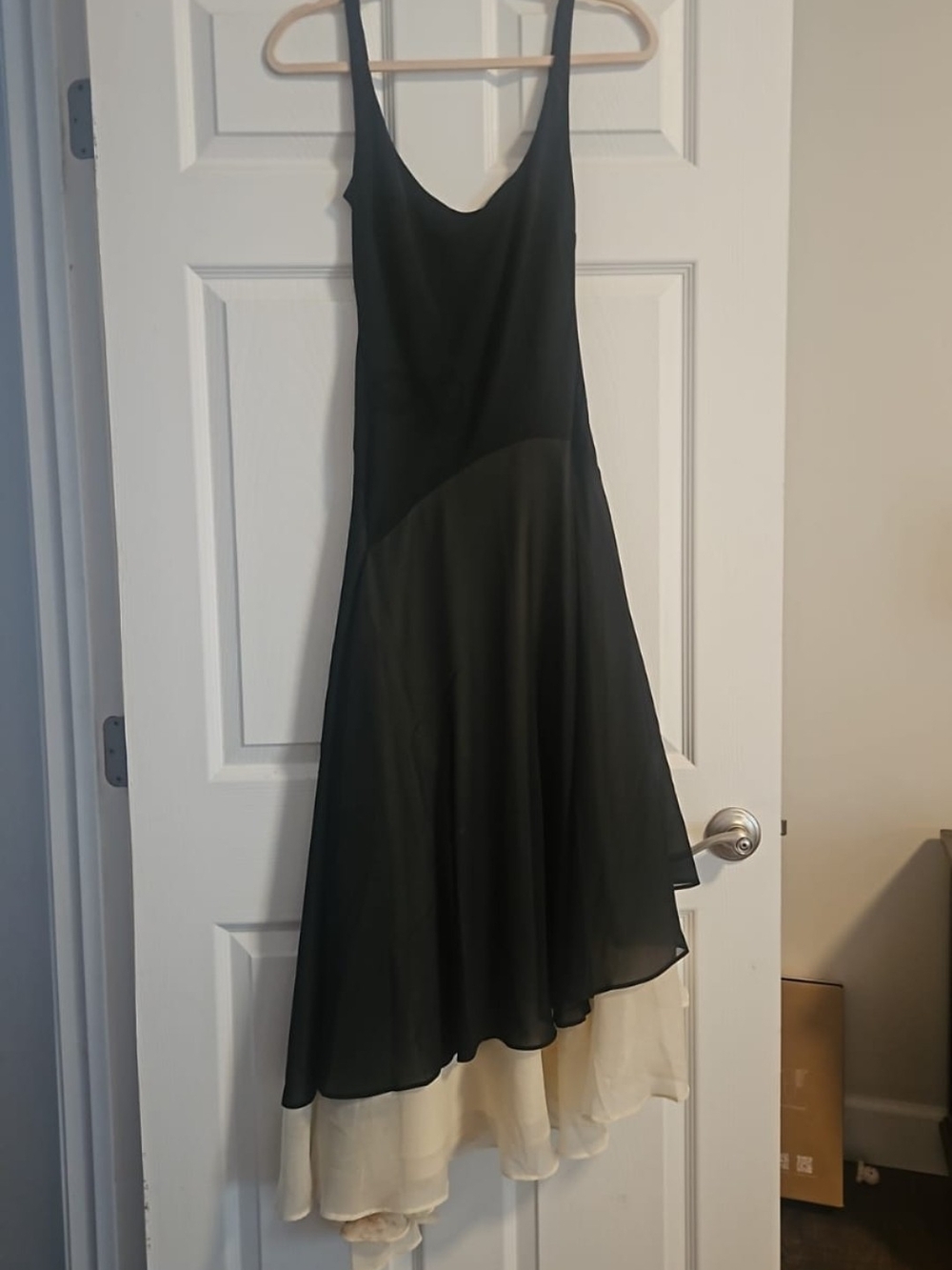 ASOS Black Slip Maxi Dress with Cream Hem